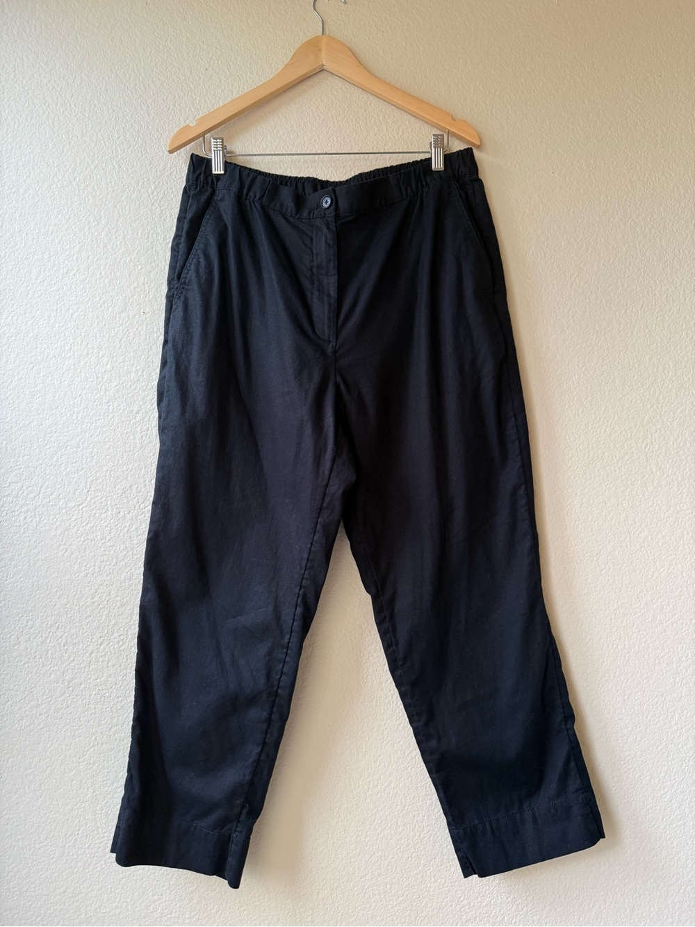 Banana Republic Linen Blend Tapered Pants Black High Rise Size L